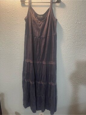 Ulla Popken Lavender-Toned Tiered Maxi Dress